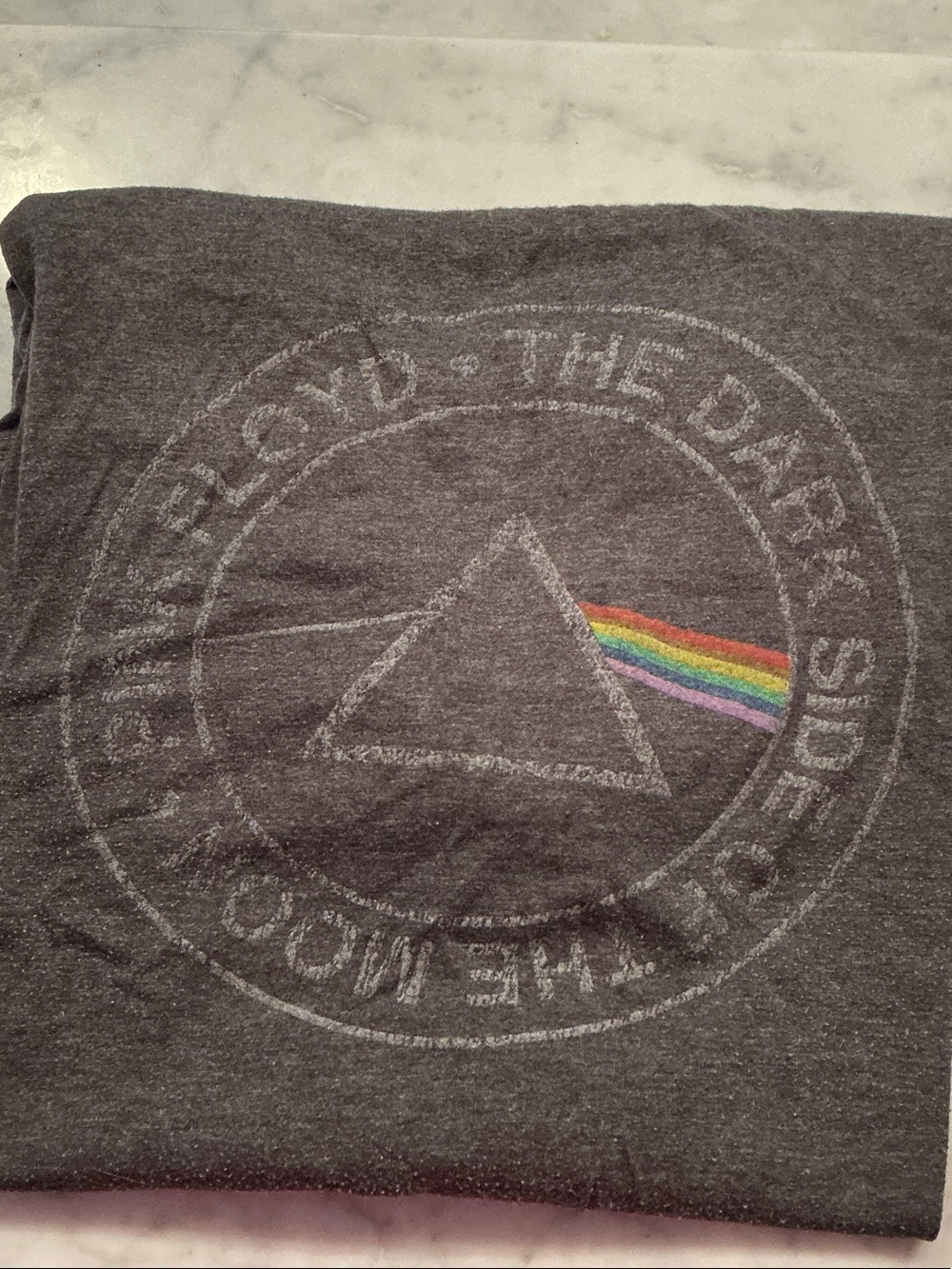 Pink Floyd Gray Graphic Tee with Rainbow Prism